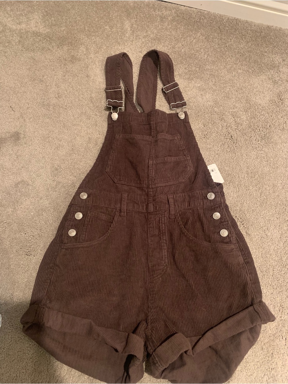 Corduroy Short Overalls - Brown